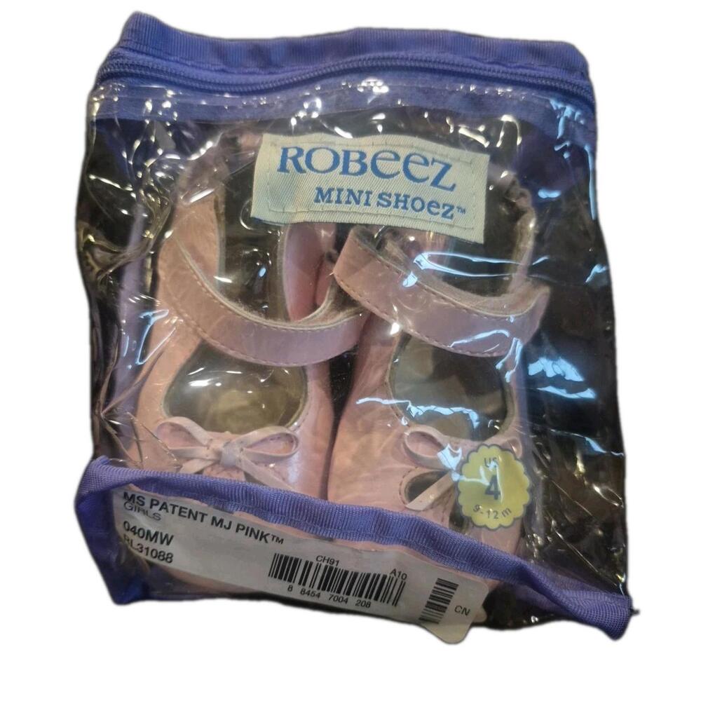 Robeez Mini Shoez Soft Soles Pink infant Girl Patent Leather Shoes Size 9-12 mos
